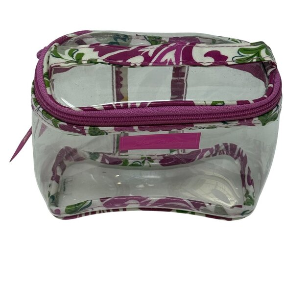 Vera Bradley Clear Cosmetic Bag Pink Floral Trim - Picture 6 of 7